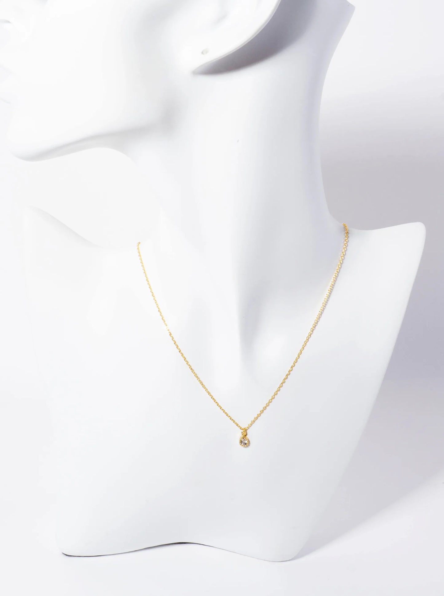 Minimalist 18K-Gold-Dipped Teardrop CZ Pendant Necklace