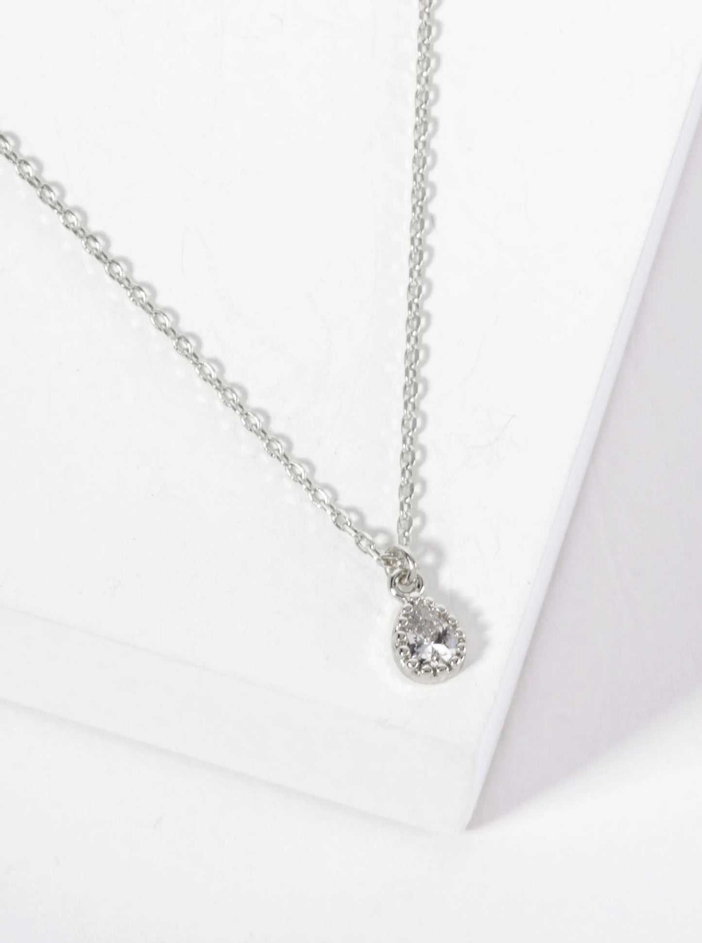 Minimalist 18K-Gold-Dipped Teardrop CZ Pendant Necklace