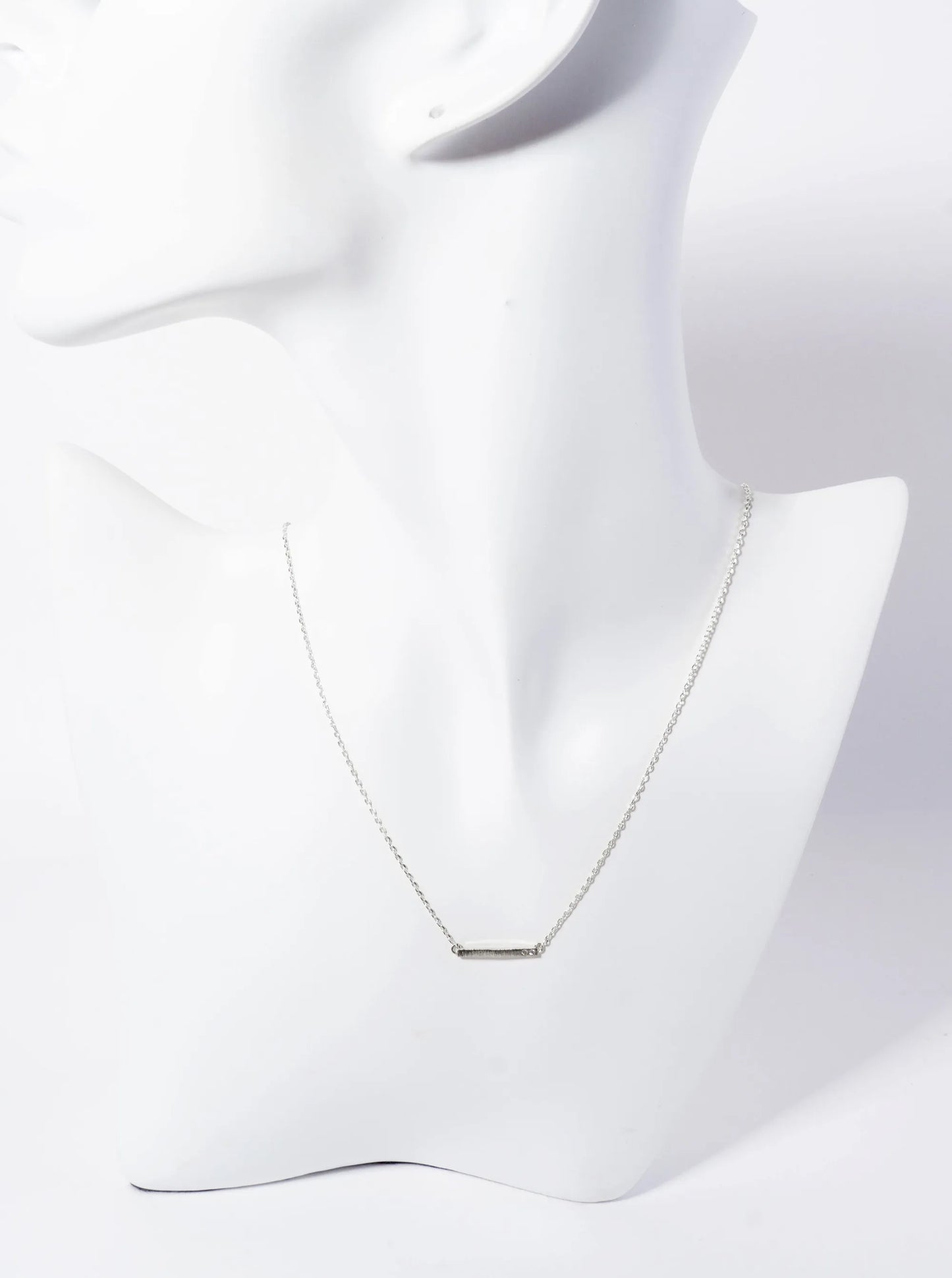 Minimalist 18K-Gold-Dipped Two CZ Stone Horizontal Bar Pendant Necklace