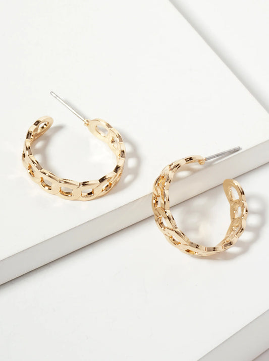 Minimalist 20mm Polished Curb-chain Hoop Earrings