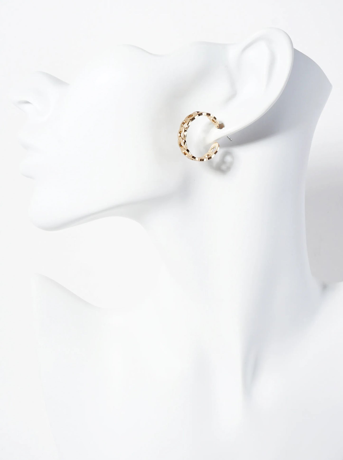 Minimalist 20mm Polished Curb-chain Hoop Earrings