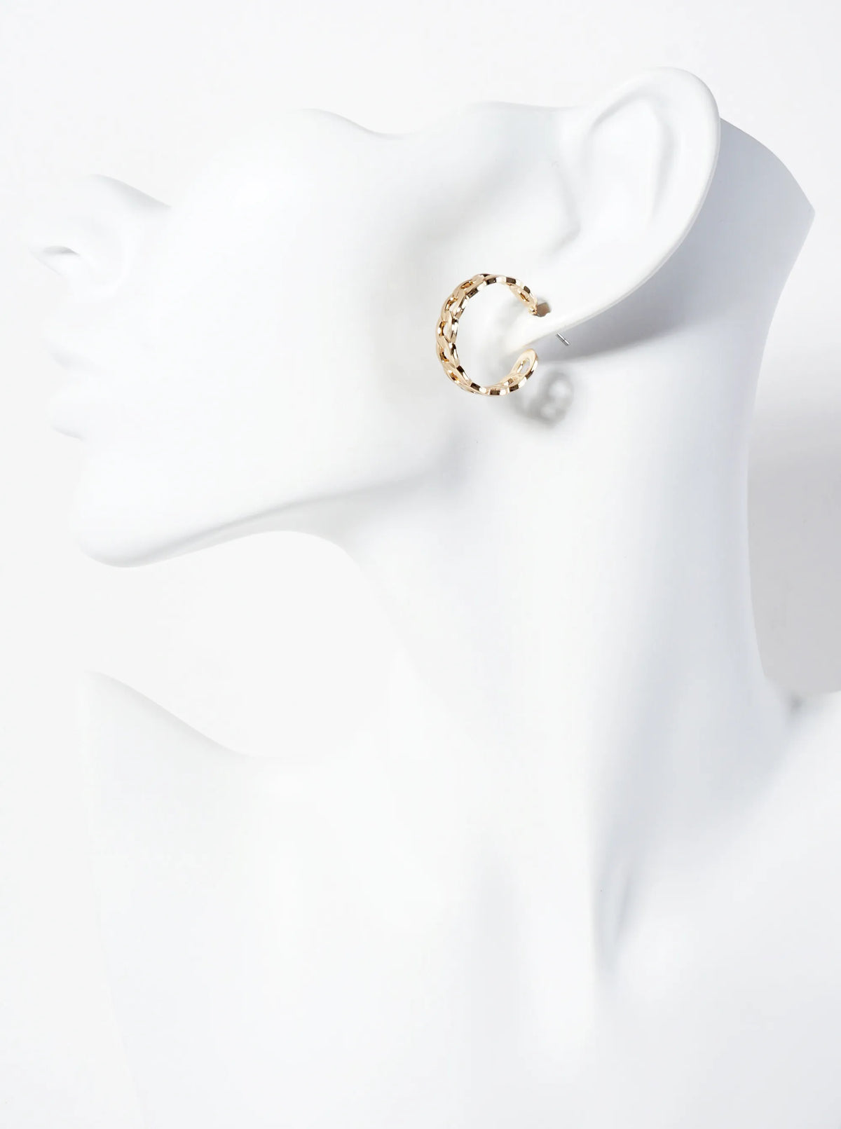 Minimalist 20mm Polished Curb-chain Hoop Earrings