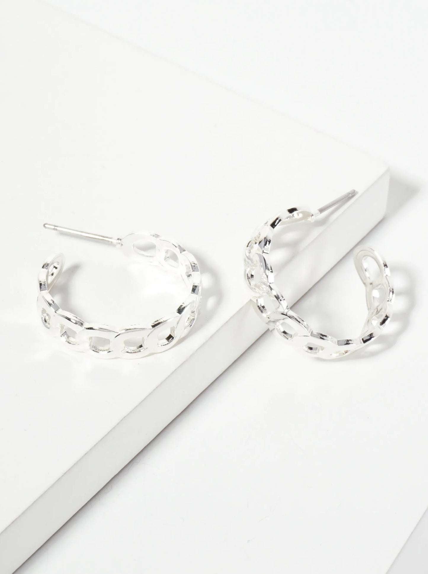 Minimalist 20mm Polished Curb-chain Hoop Earrings
