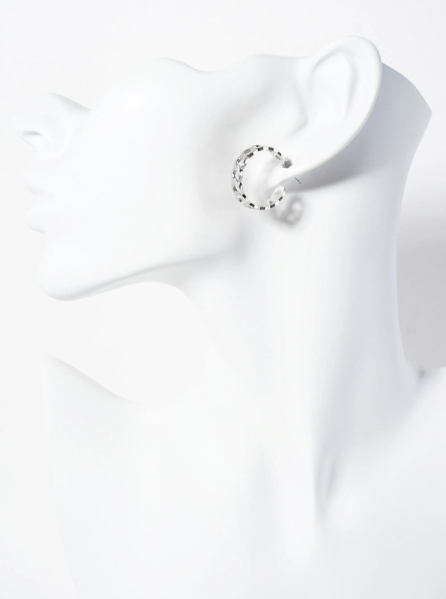 Minimalist 20mm Polished Curb-chain Hoop Earrings