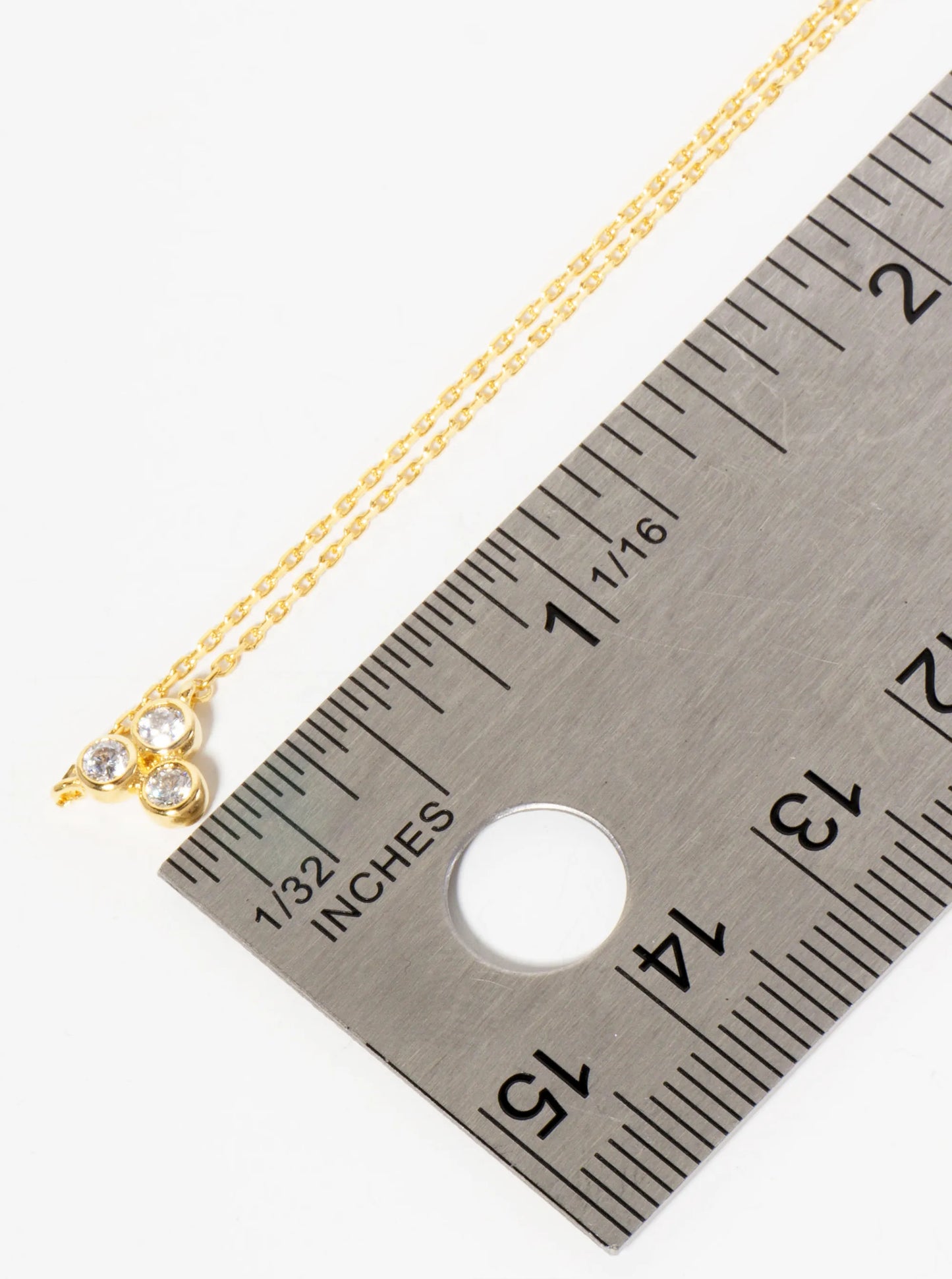 Minimalist Classic 18K-Gold-Dipped Three CZ Stone Triangle Pendant Necklace