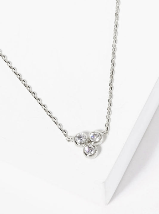 Minimalist Classic 18K-Gold-Dipped Three CZ Stone Triangle Pendant Necklace