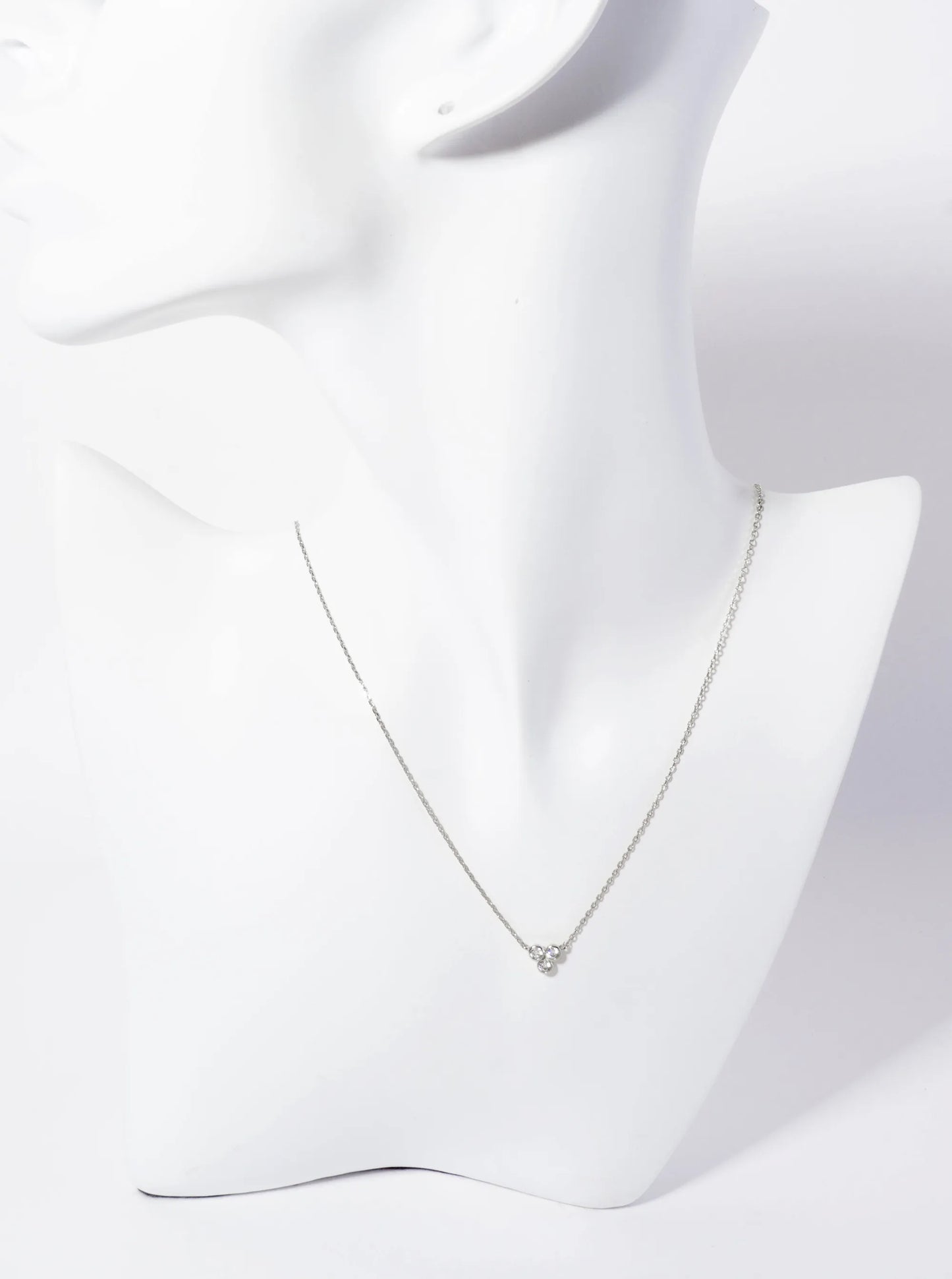 Minimalist Classic 18K-Gold-Dipped Three CZ Stone Triangle Pendant Necklace