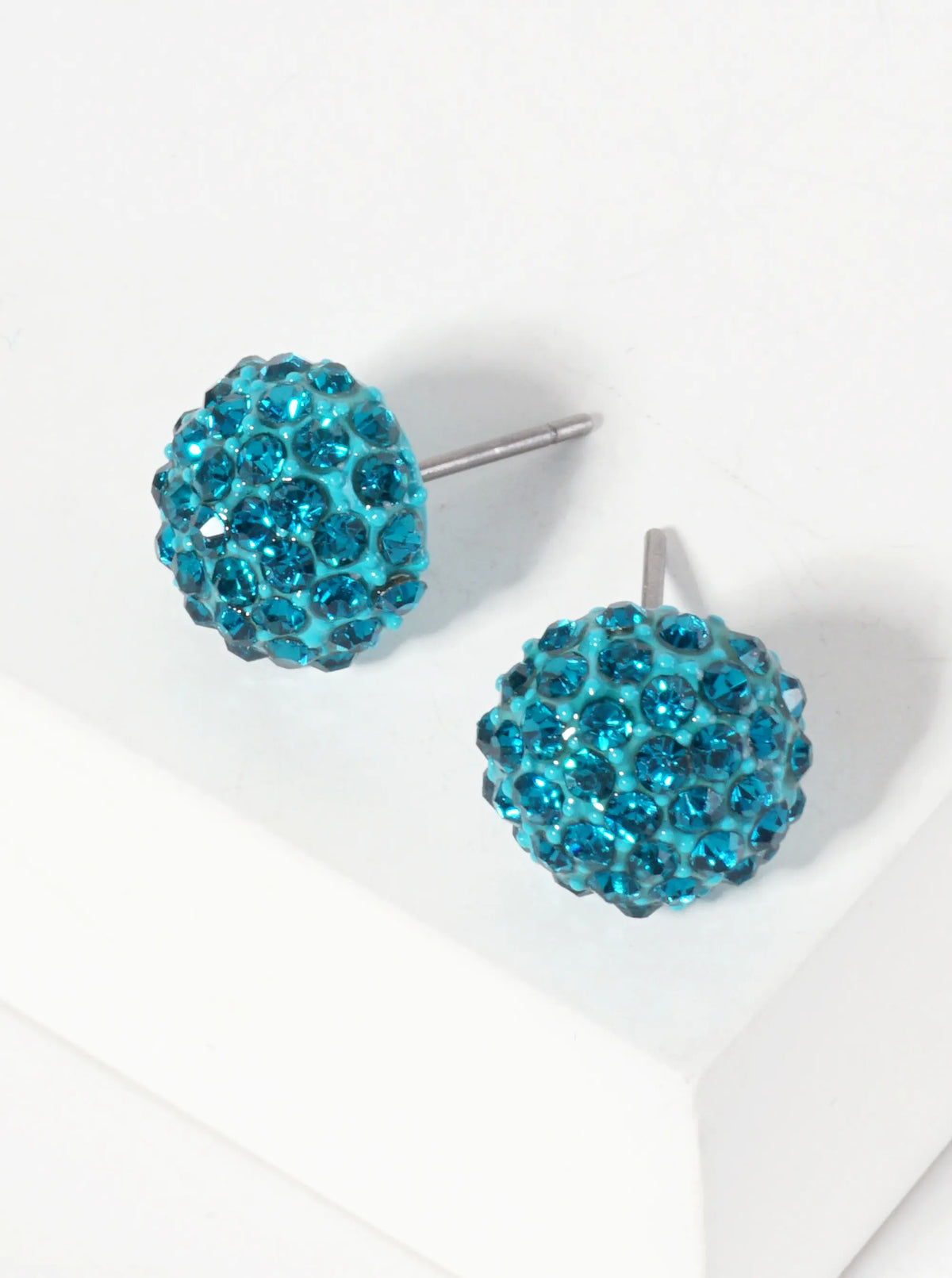 Minimalist Crystal-Pave 10mm Button Stud Earrings