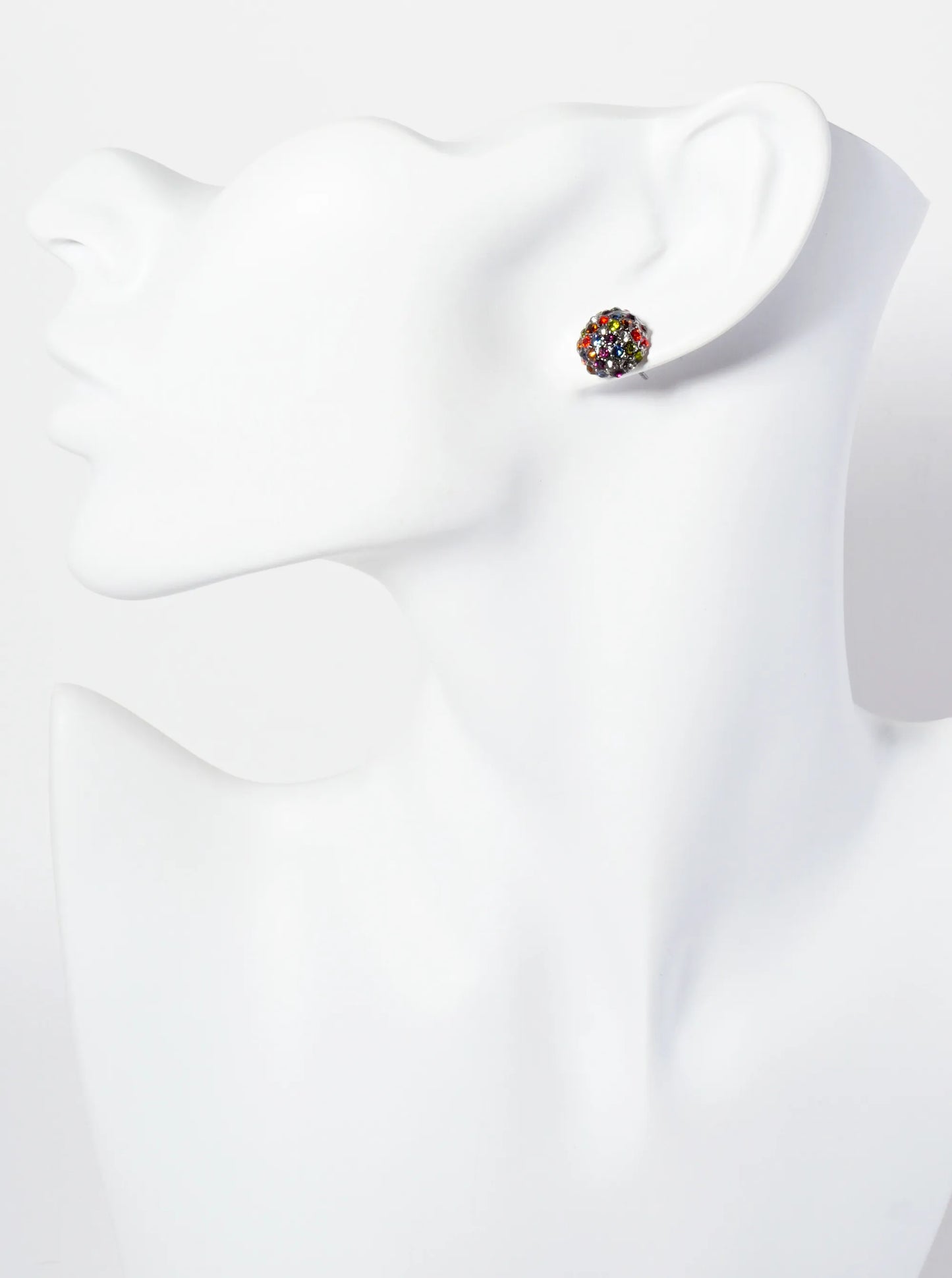 Minimalist Crystal-Pave 10mm Button Stud Earrings