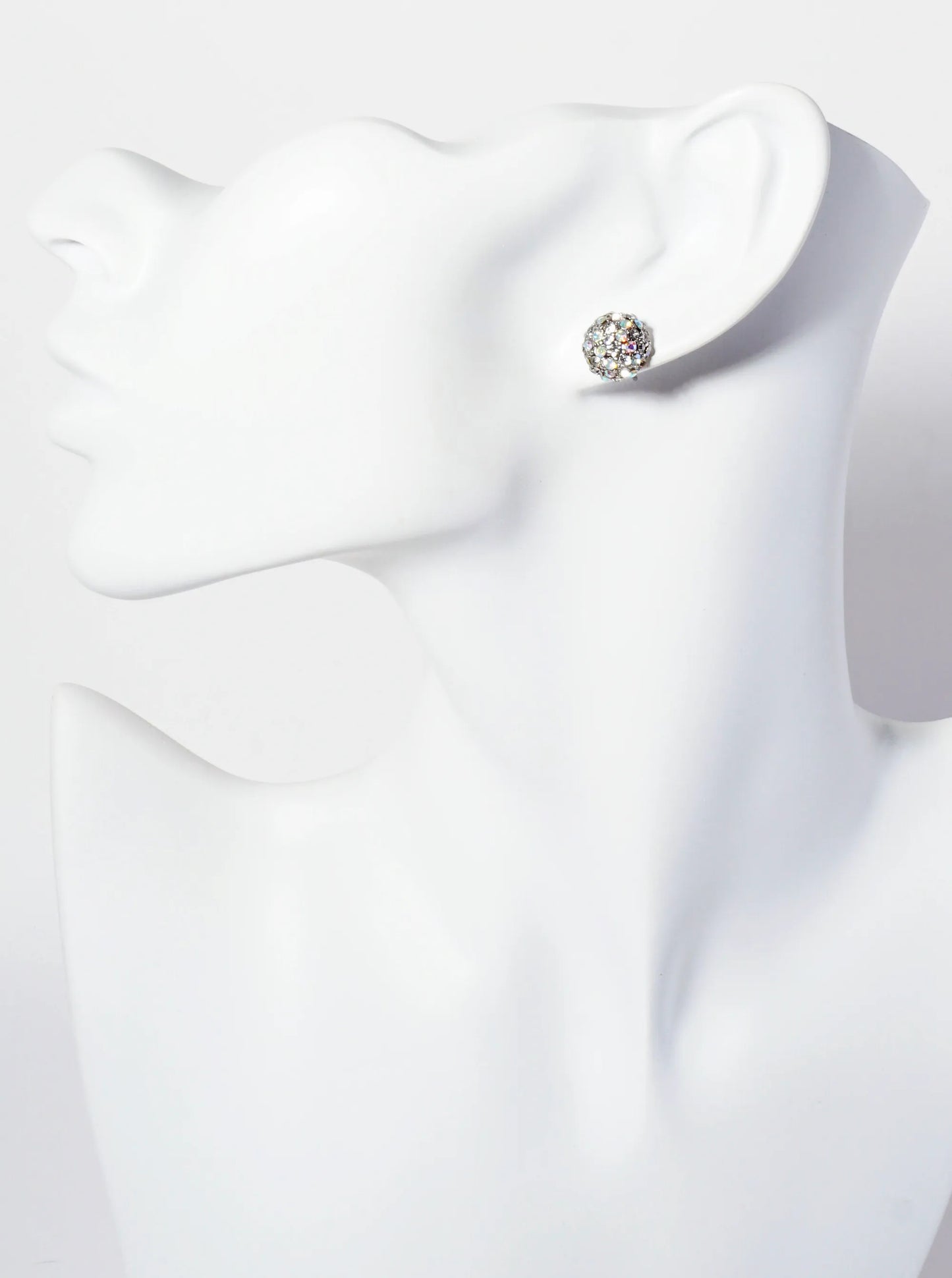 Minimalist Crystal-Pave 10mm Button Stud Earrings