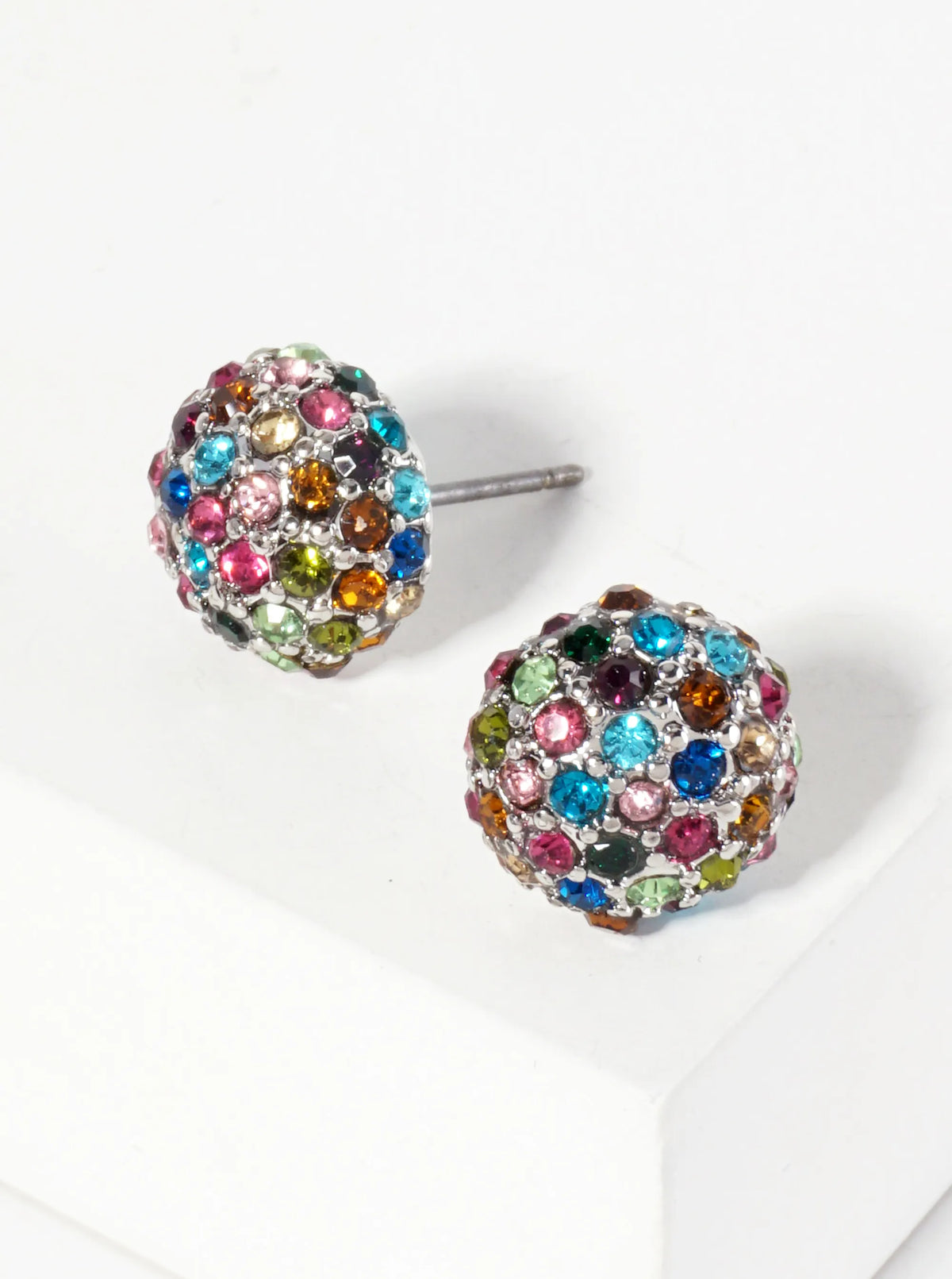 Minimalist Crystal-Pave 10mm Button Stud Earrings