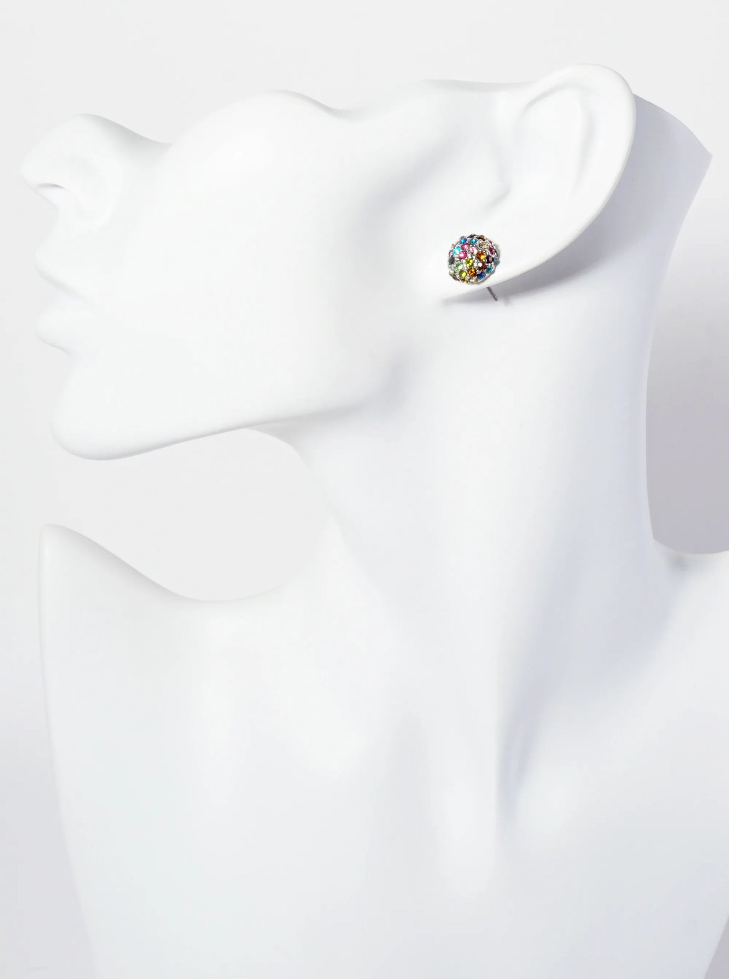 Minimalist Crystal-Pave 10mm Button Stud Earrings