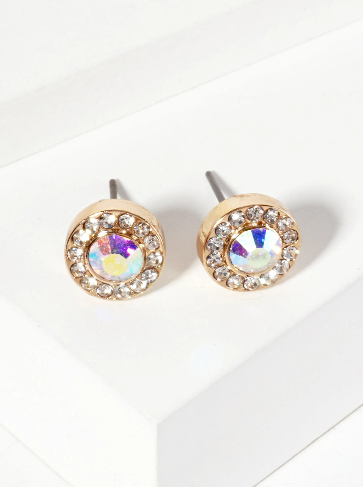 Minimalist Crystal-Pave 10mm Color-Stone Stud Earrings