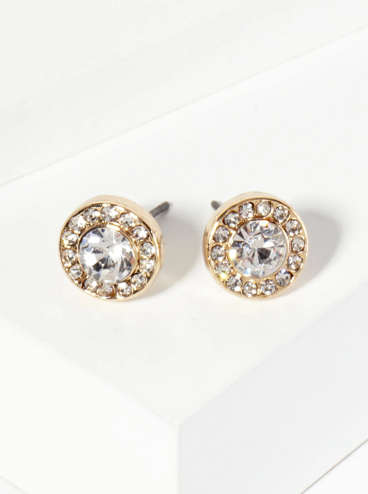 Minimalist Crystal-Pave 10mm Color-Stone Stud Earrings