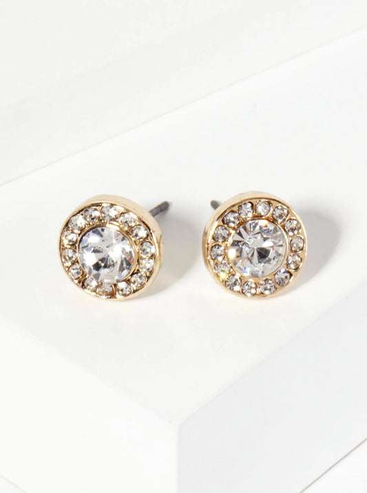 Minimalist Crystal-Pave 10mm Color-Stone Stud Earrings