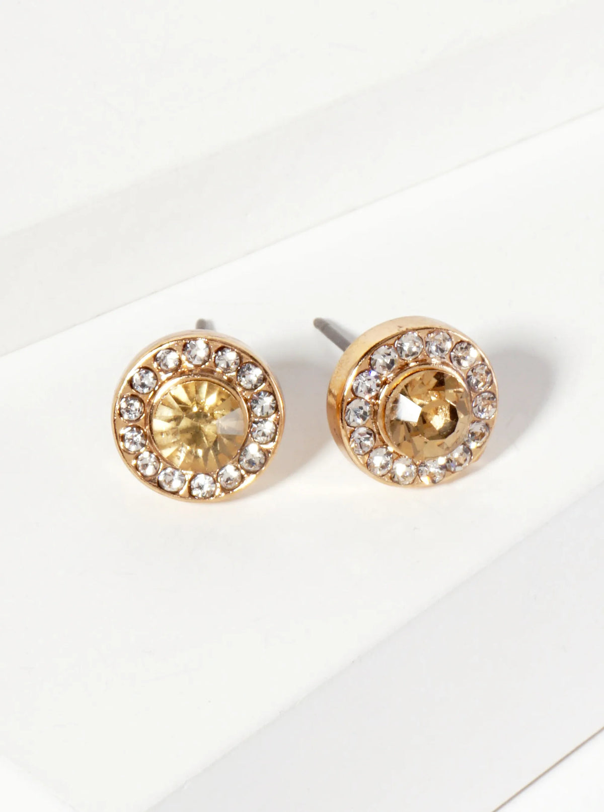 Minimalist Crystal-Pave 10mm Color-Stone Stud Earrings