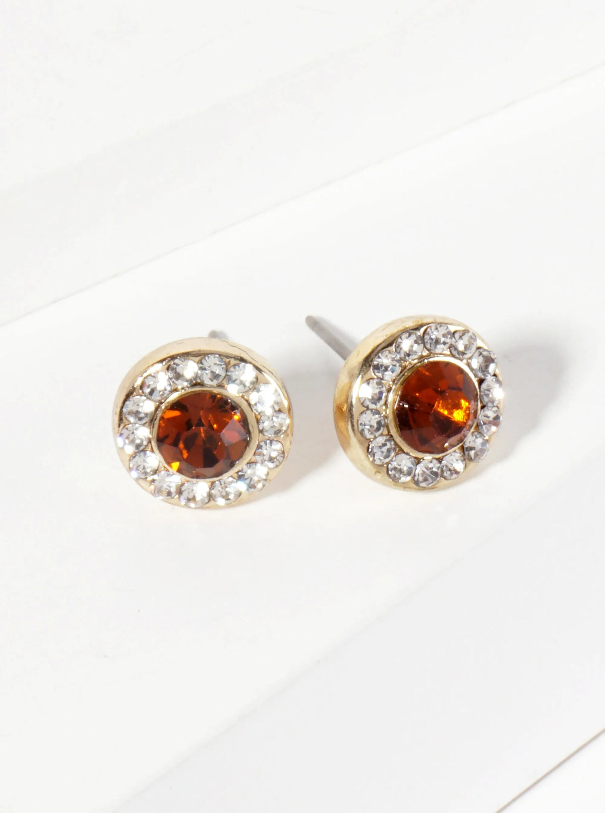 Minimalist Crystal-Pave 10mm Color-Stone Stud Earrings