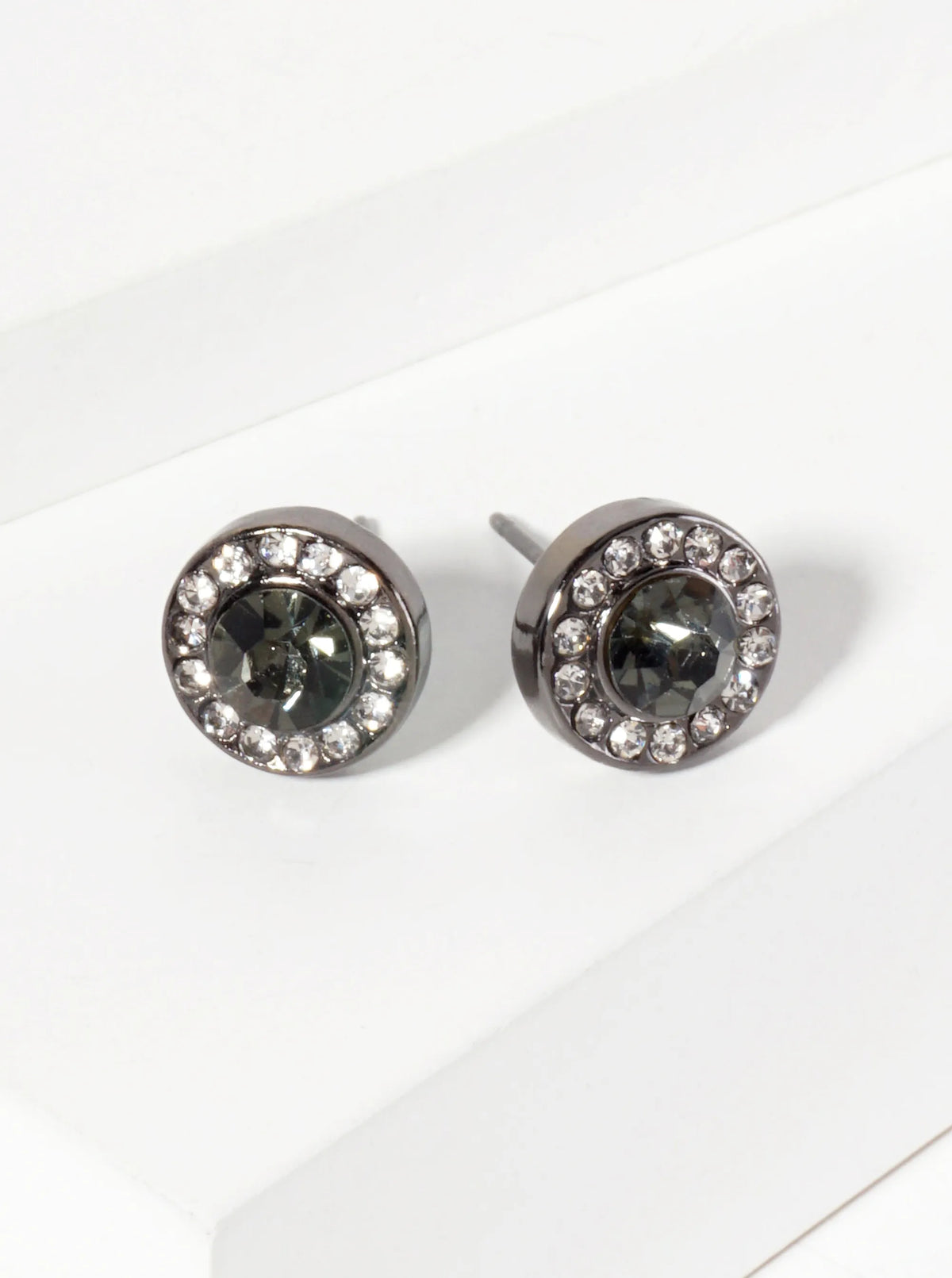 Minimalist Crystal-Pave 10mm Color-Stone Stud Earrings