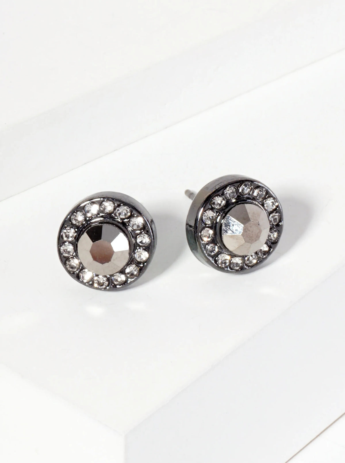 Minimalist Crystal-Pave 10mm Color-Stone Stud Earrings
