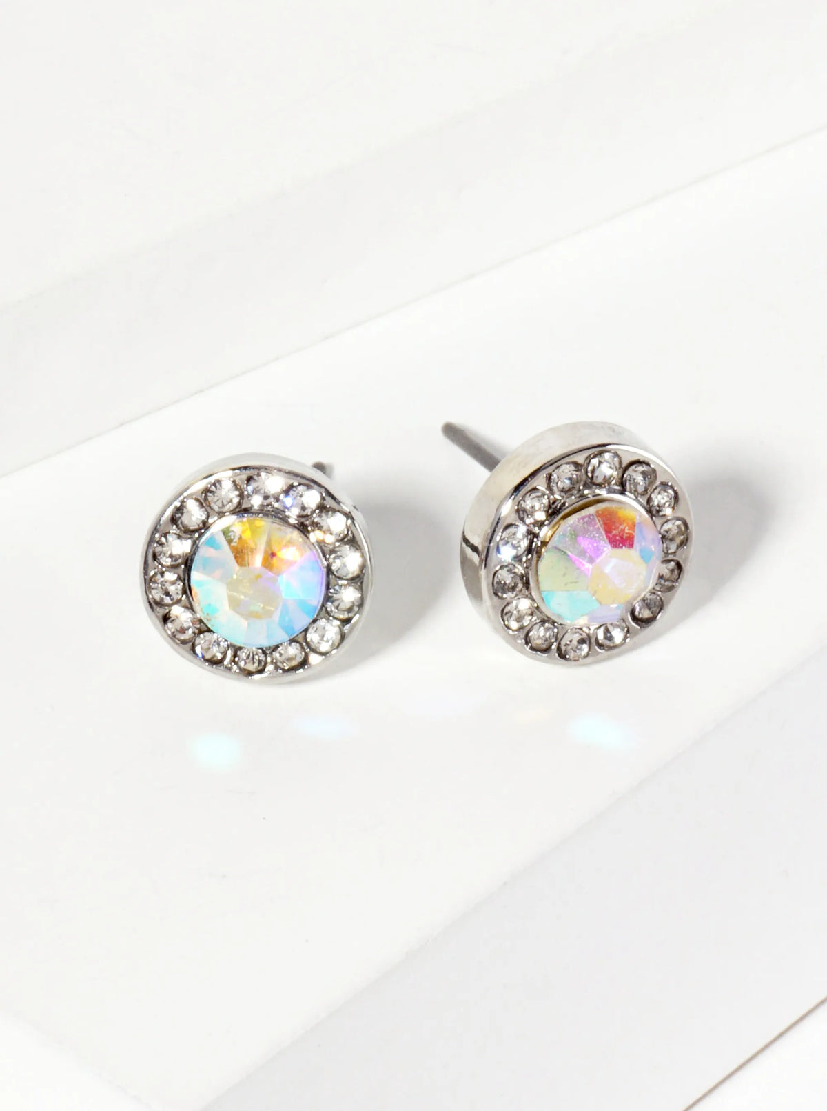 Minimalist Crystal-Pave 10mm Color-Stone Stud Earrings