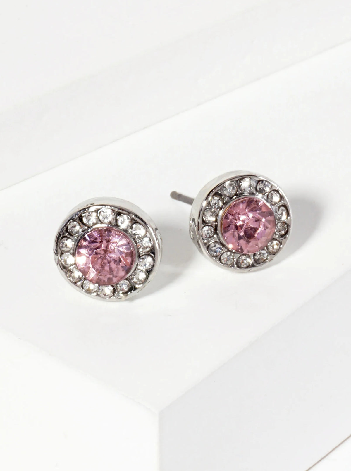 Minimalist Crystal-Pave 10mm Color-Stone Stud Earrings