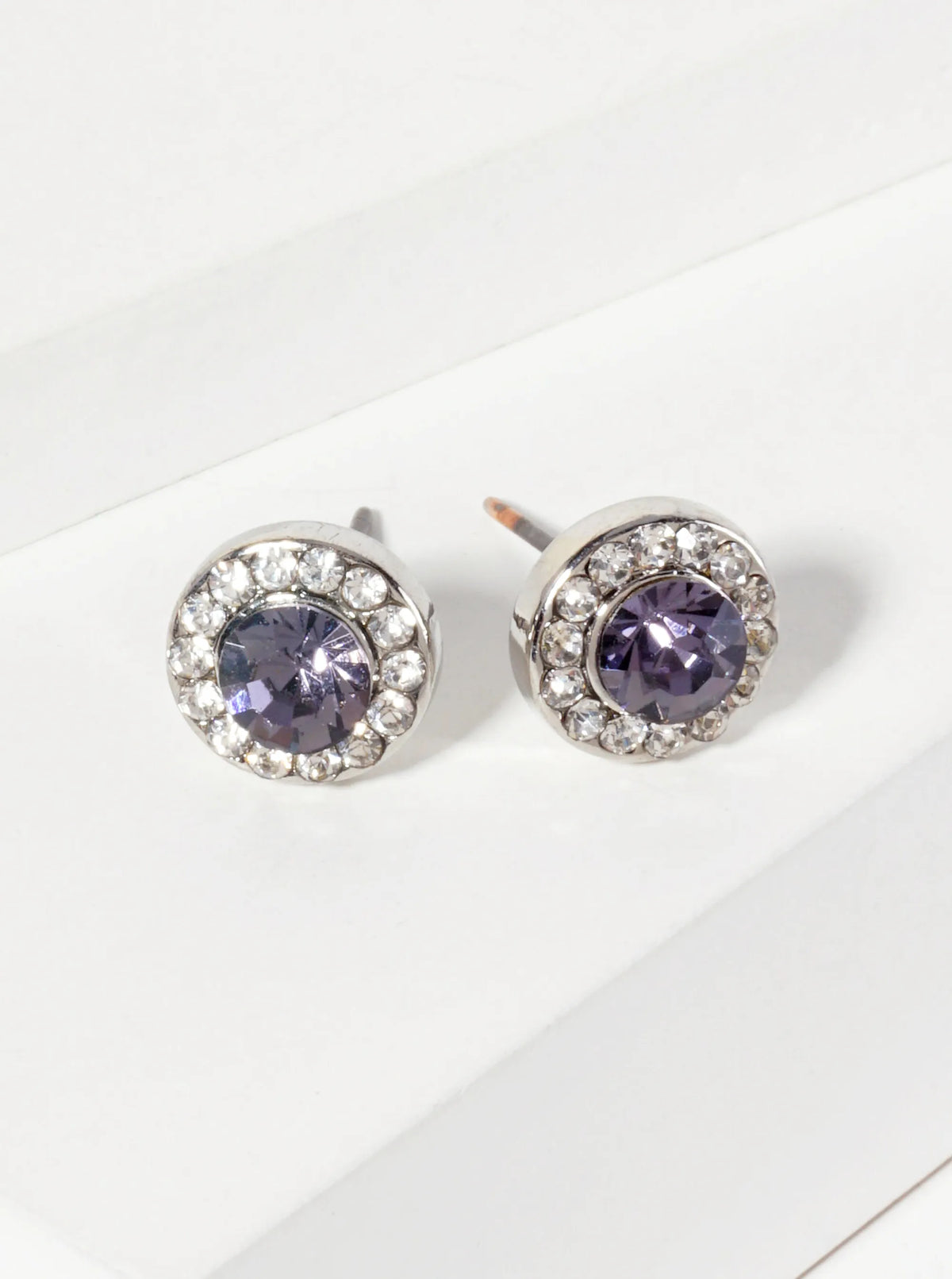 Minimalist Crystal-Pave 10mm Color-Stone Stud Earrings