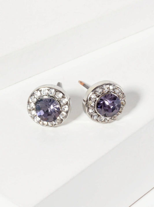 Minimalist Crystal-Pave 10mm Color-Stone Stud Earrings