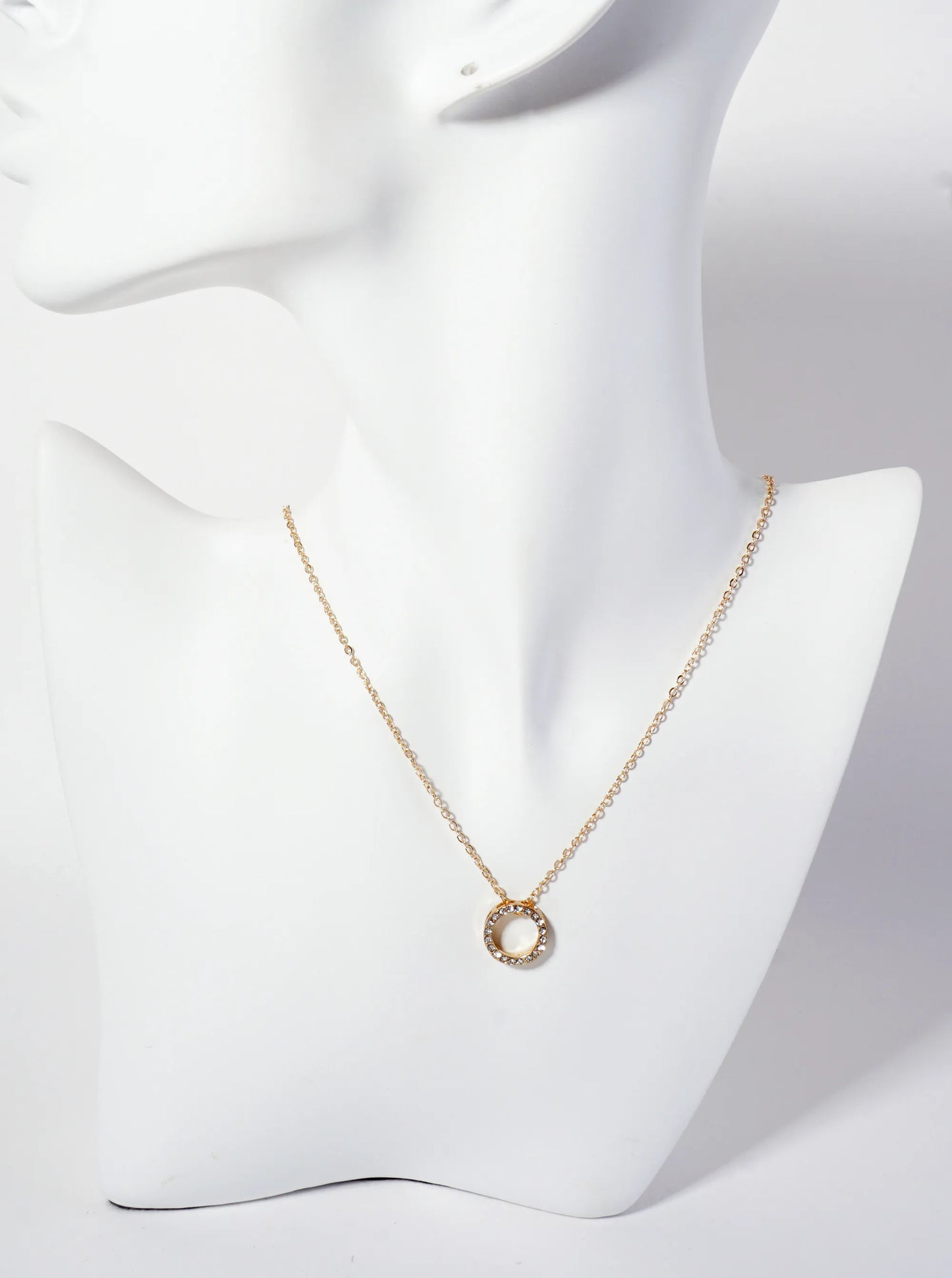Minimalist Crystal-Pave 13mm Circle Pendant Necklace