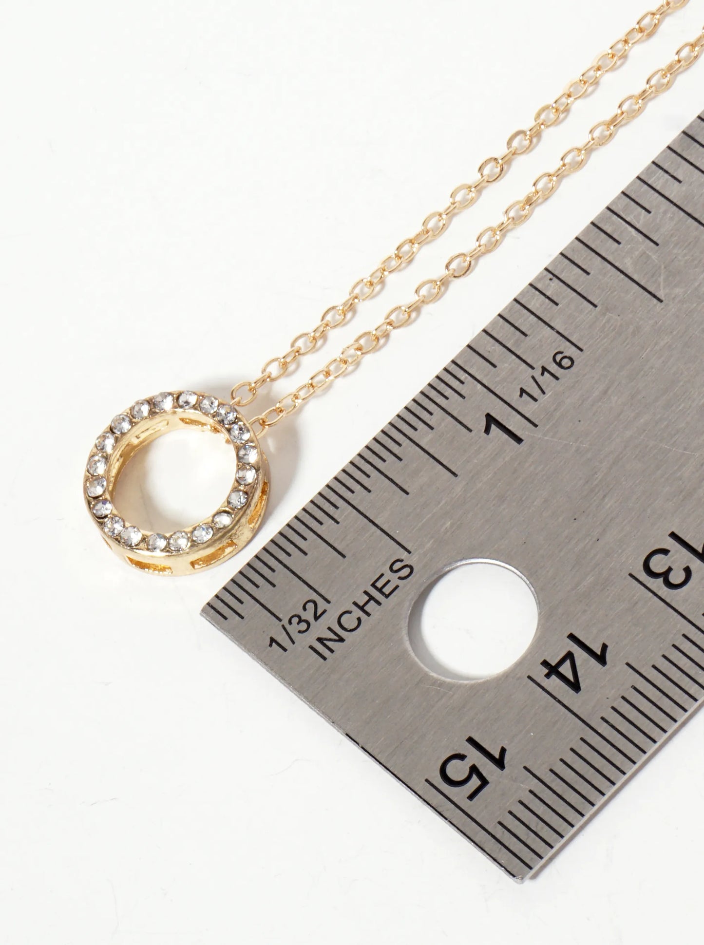 Minimalist Crystal-Pave 13mm Circle Pendant Necklace