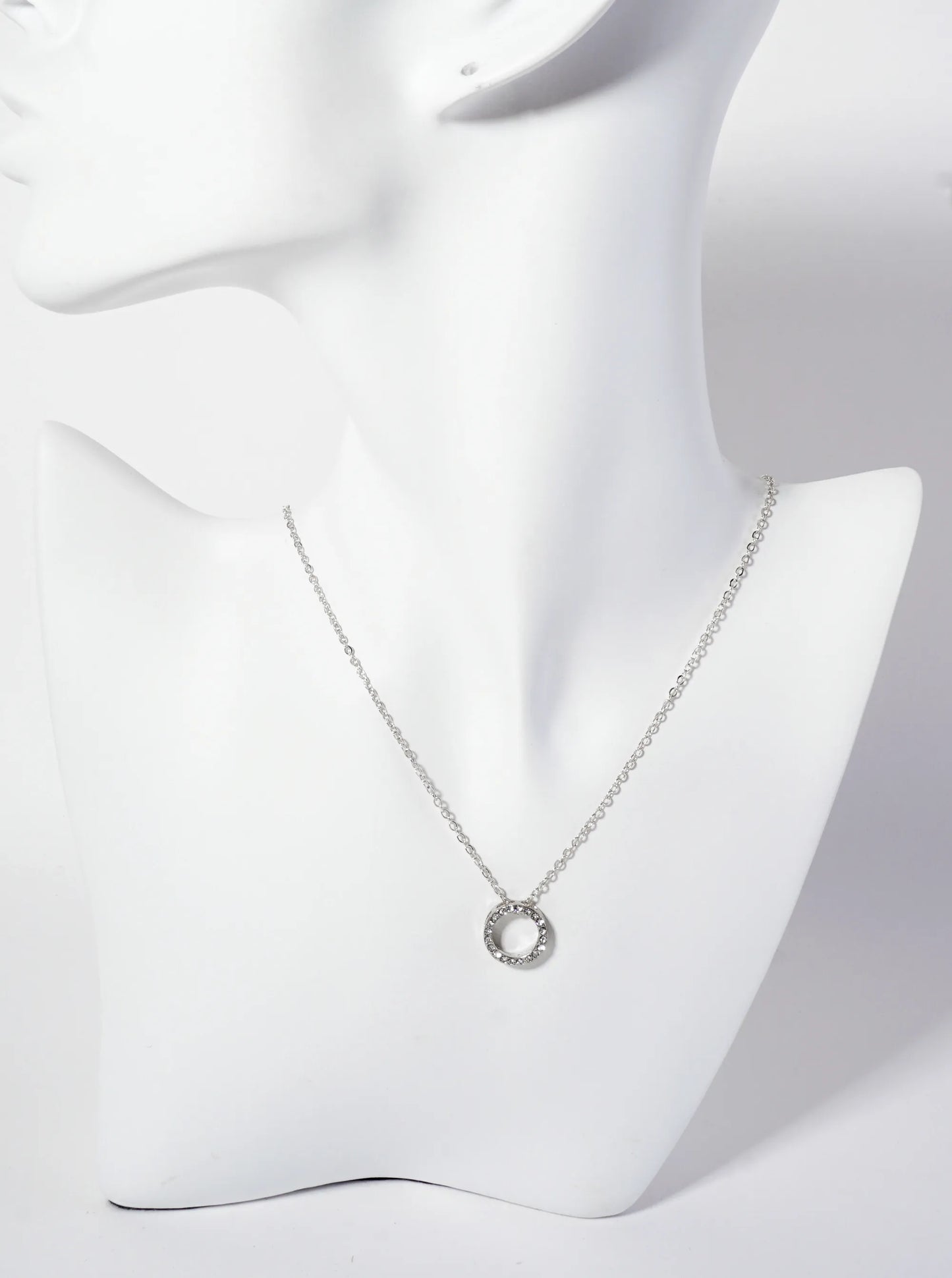 Minimalist Crystal-Pave 13mm Circle Pendant Necklace
