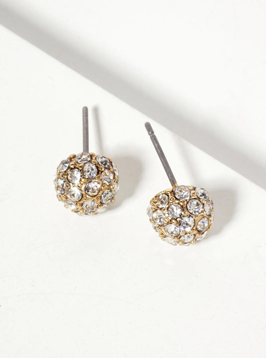Minimalist Crystal-Pave 8mm Caviar Stud Earrings