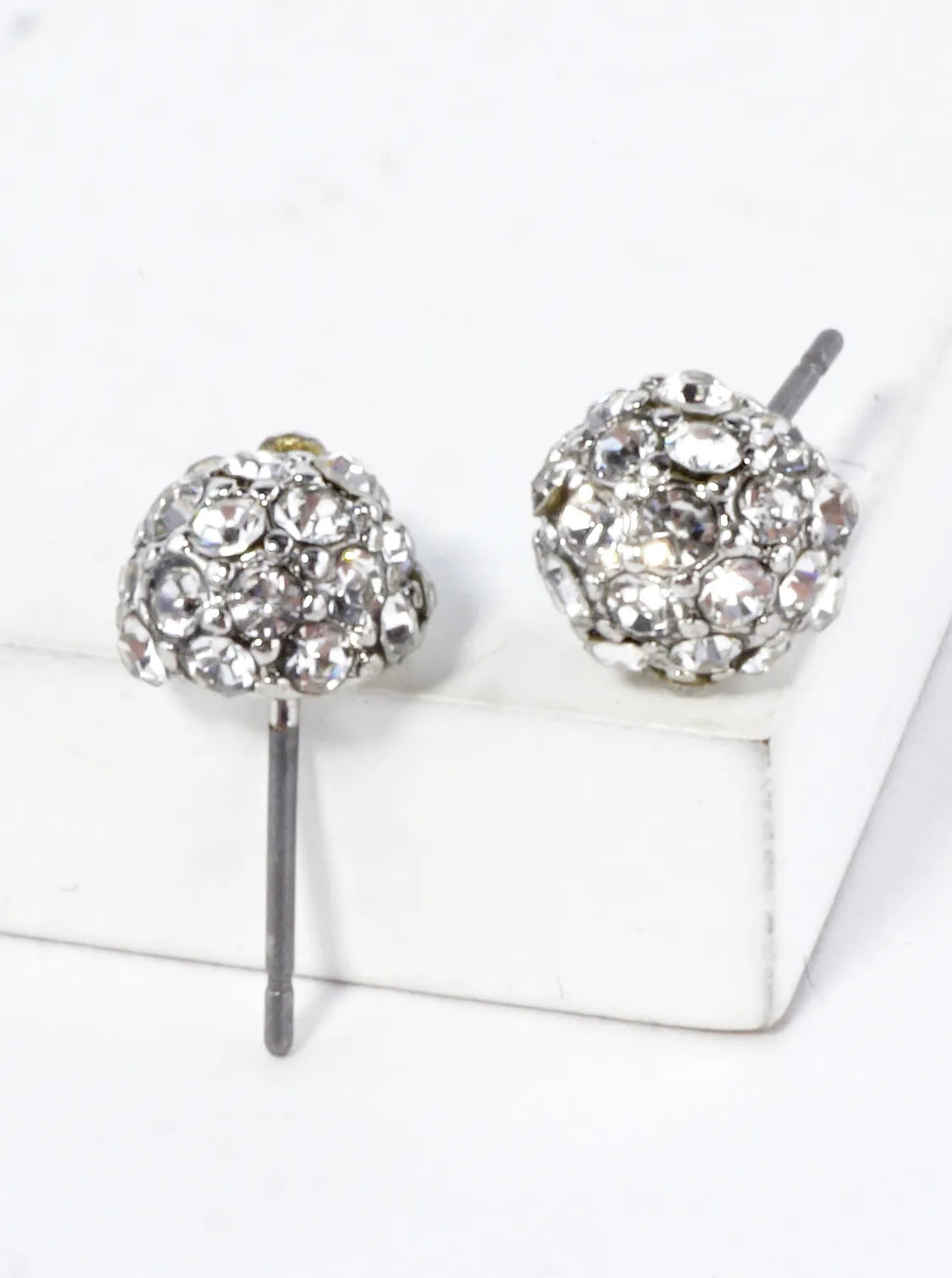 Minimalist Crystal-Pave 8mm Caviar Stud Earrings