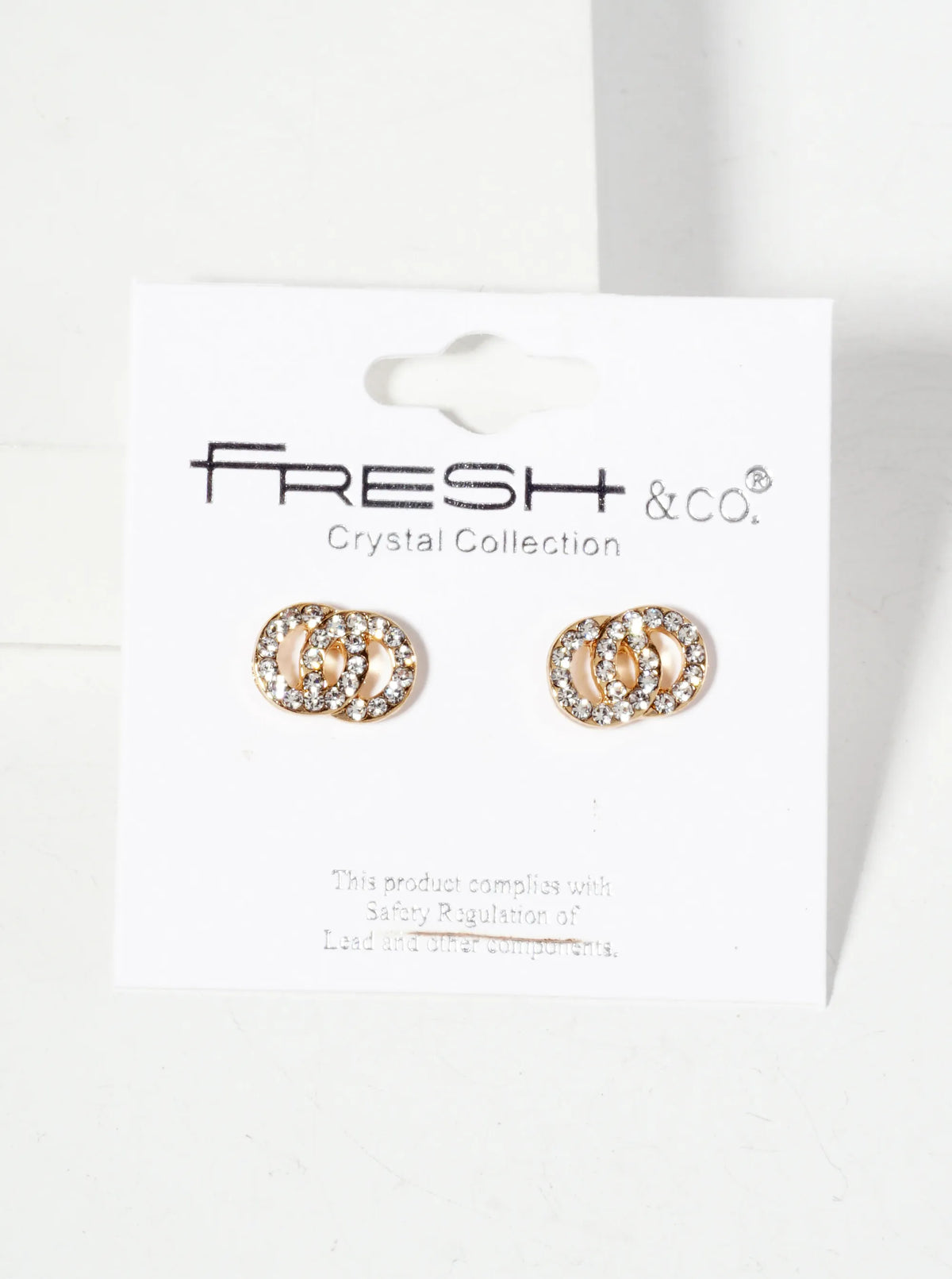 Minimalist Crystal-Pave Interlocking Double Circle Stud Earrings