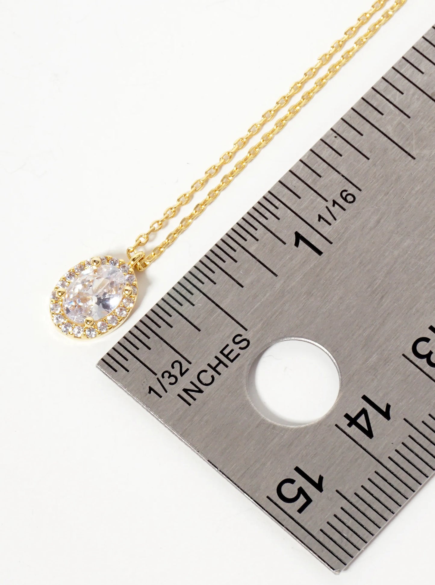 Minimalist Oval 4-Prong Cubic-Zirconia Stone Pendant 18K-Gold-Dipped Necklace