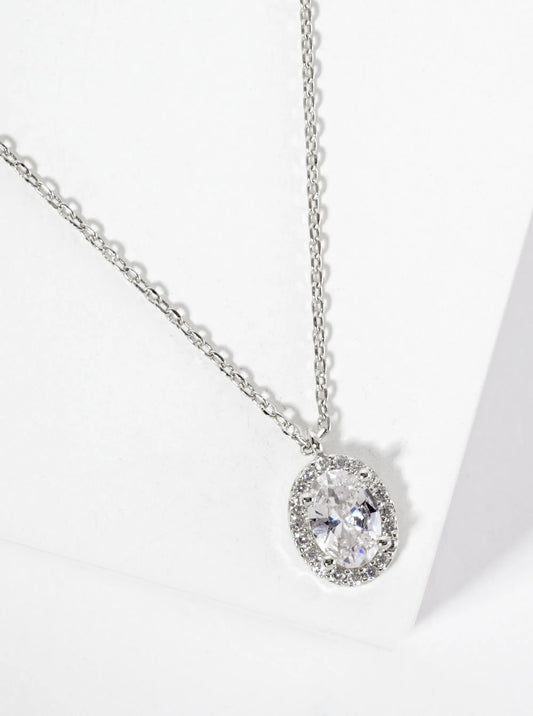 Minimalist Oval 4-Prong Cubic-Zirconia Stone Pendant 18K-Gold-Dipped Necklace