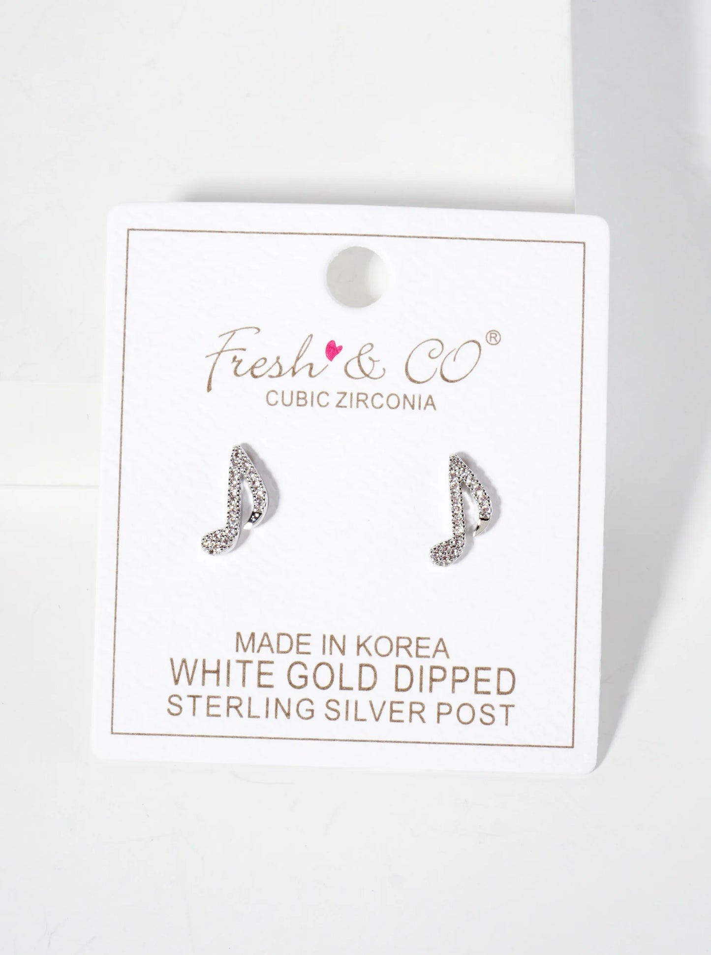 Minimalist Pave-Set Cubic-Zirconia 12mm Musical-Note 18K-Gold-Dipped Stud Earrings