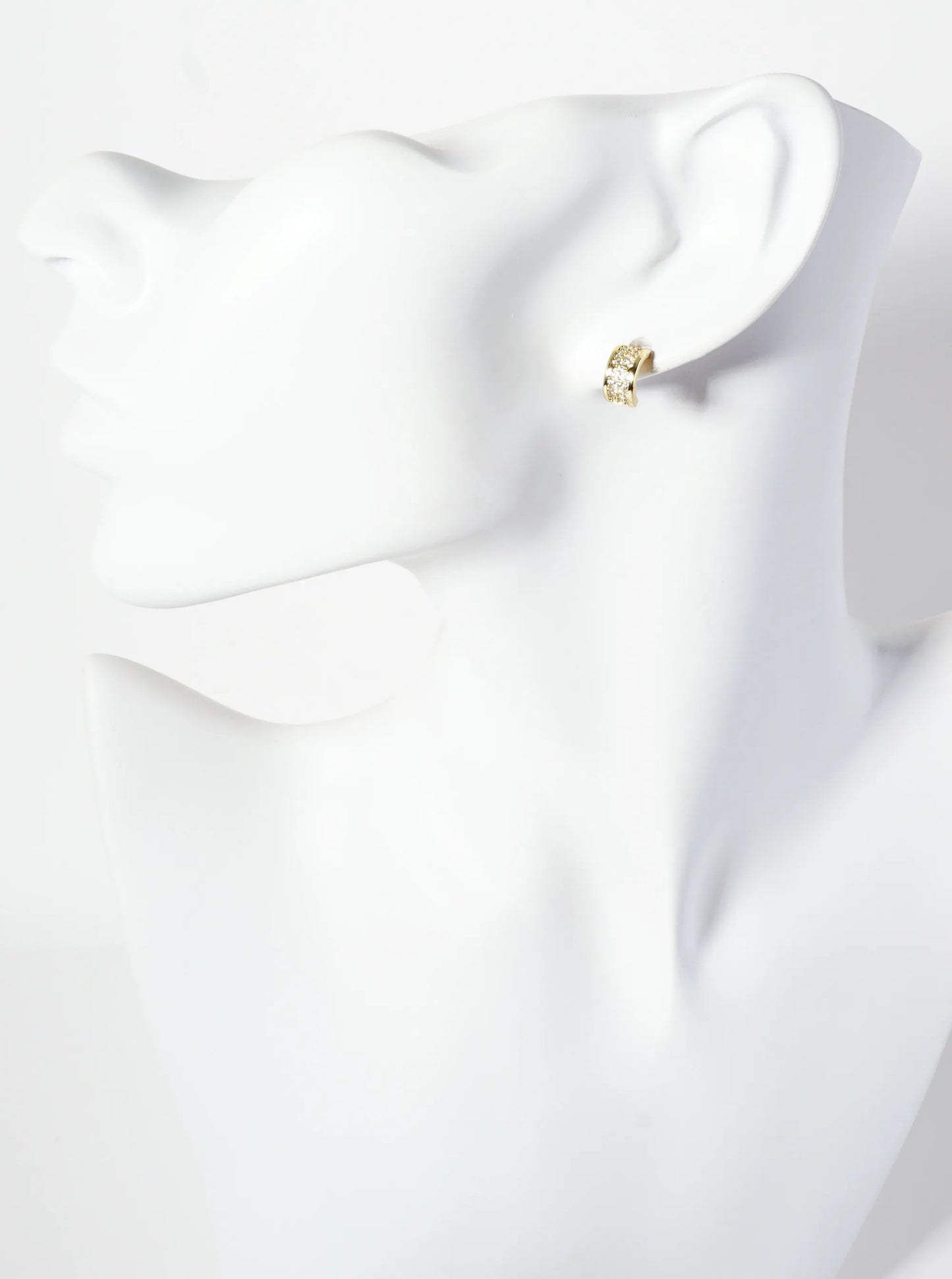 Minimalist Pave-Set Cubic-Zirconia 9mm Half-Circle18K-Gold-Dipped Stud Earrings