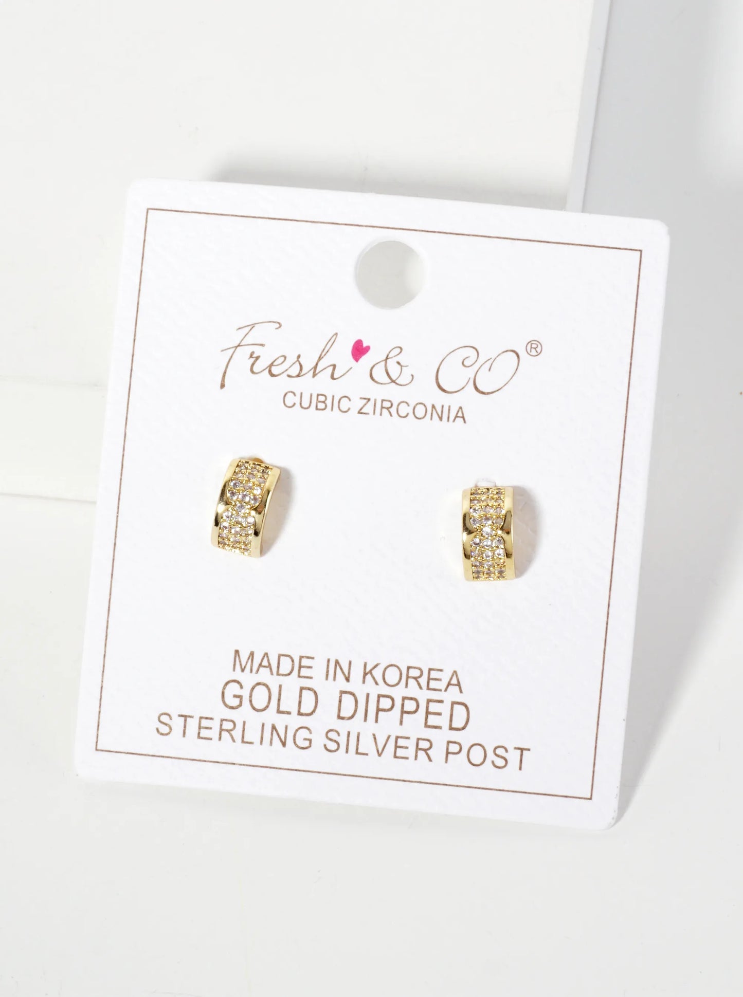 Minimalist Pave-Set Cubic-Zirconia 9mm Half-Circle18K-Gold-Dipped Stud Earrings