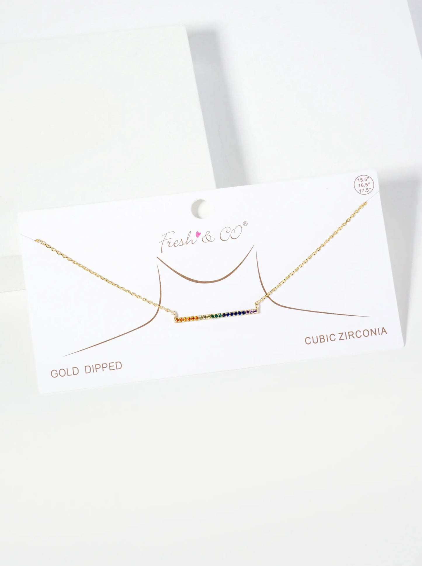 Minimalist Pave-Set Cubic-Zirconia Horizontal Bar Pendant 18K-Gold-Dipped Necklace