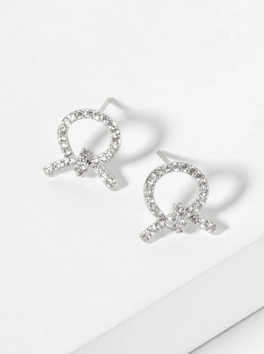 Minimalist Pave-Set Cubic-Zirconia Knot Design 18K-Gold-Dipped Stud Earrings