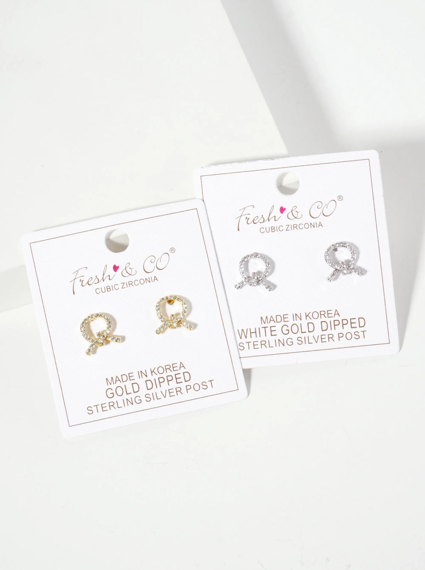 Minimalist Pave-Set Cubic-Zirconia Knot Design 18K-Gold-Dipped Stud Earrings