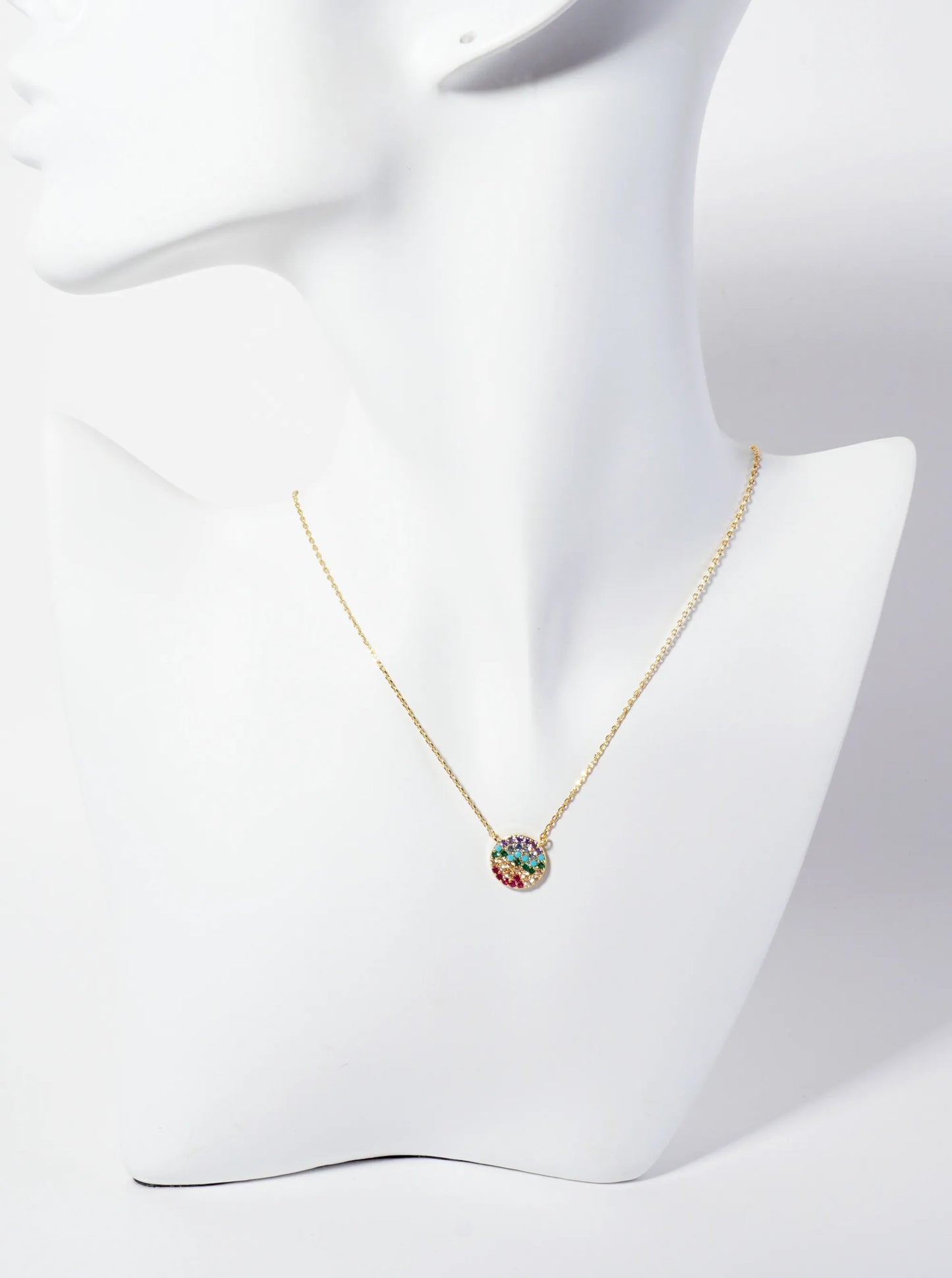 Minimalist Pave-Set Cubic-Zirconia Round Pendant 18K-Gold-Dipped Necklace