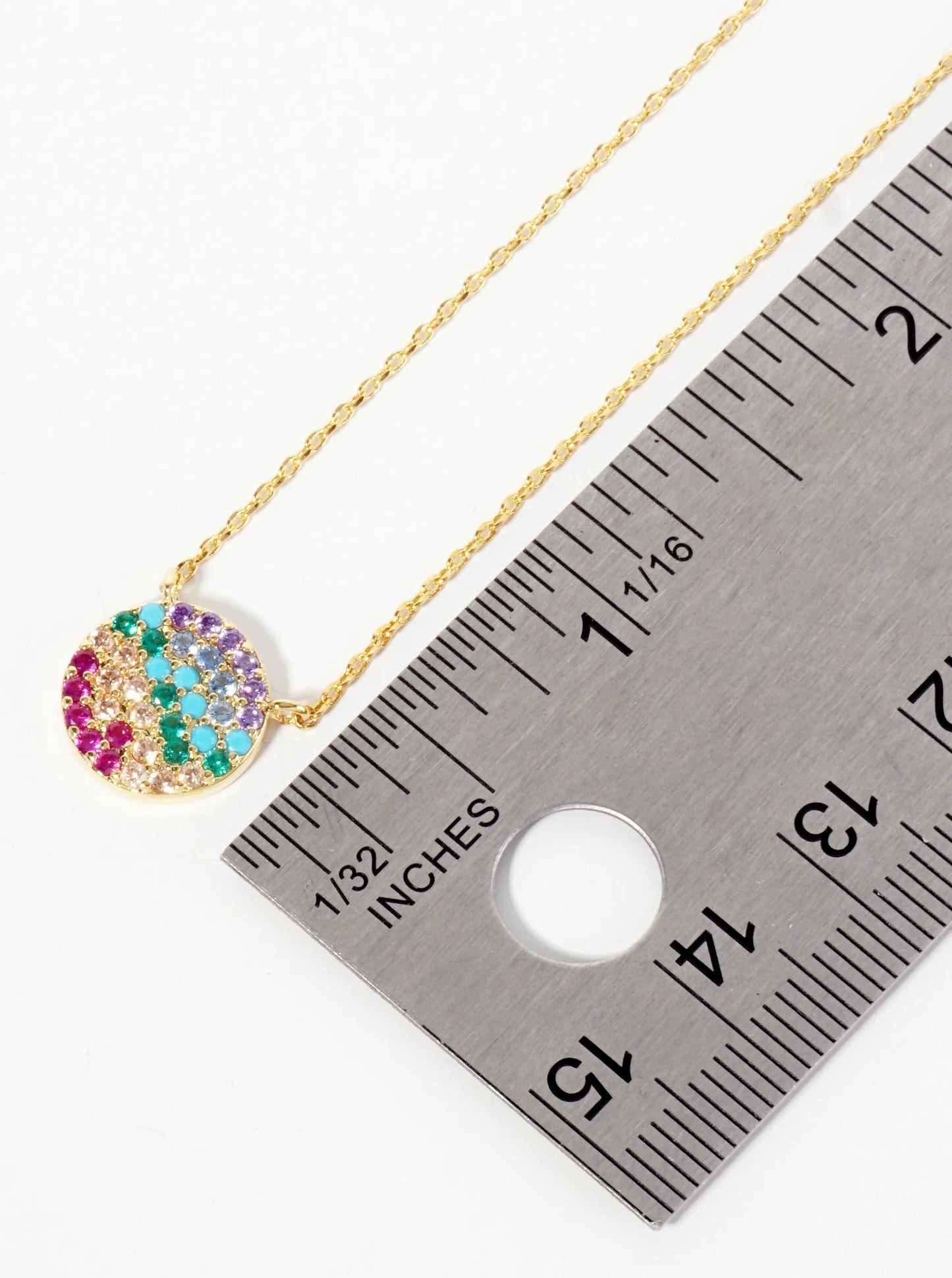 Minimalist Pave-Set Cubic-Zirconia Round Pendant 18K-Gold-Dipped Necklace