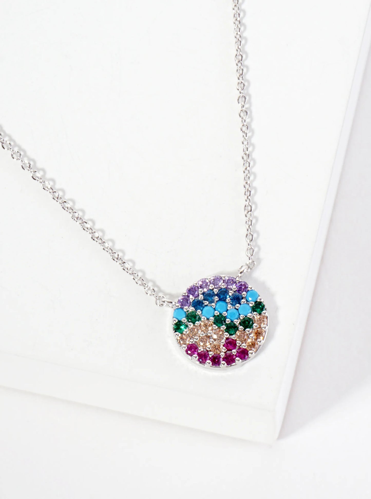 Minimalist Pave-Set Cubic-Zirconia Round Pendant 18K-Gold-Dipped Necklace