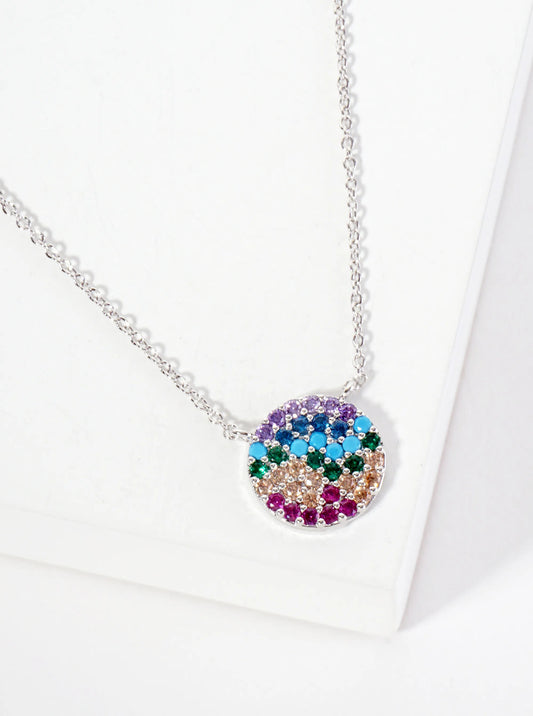 Minimalist Pave-Set Cubic-Zirconia Round Pendant 18K-Gold-Dipped Necklace