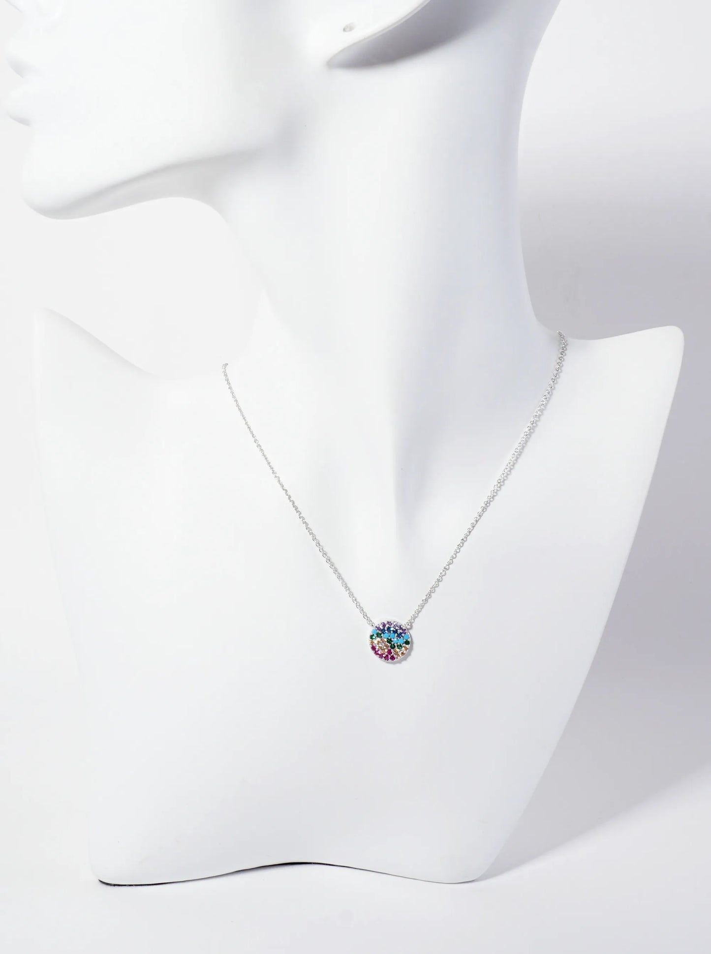Minimalist Pave-Set Cubic-Zirconia Round Pendant 18K-Gold-Dipped Necklace