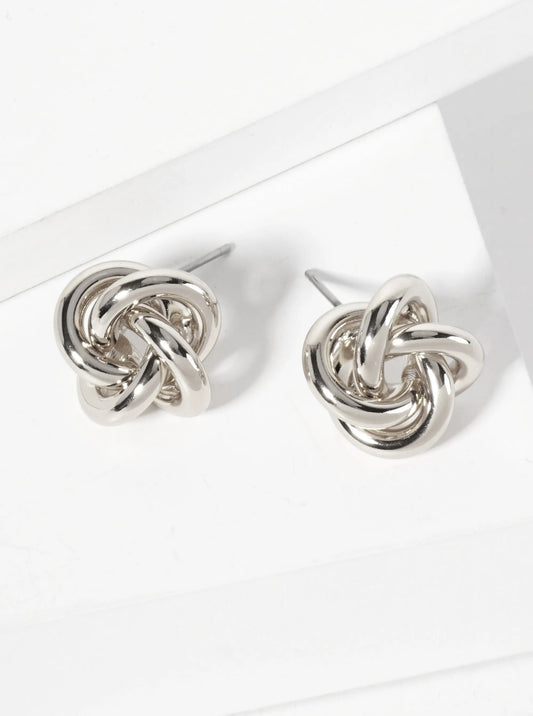 Minimalist Polished Brass 15mm Love-Knot Stud Earrings