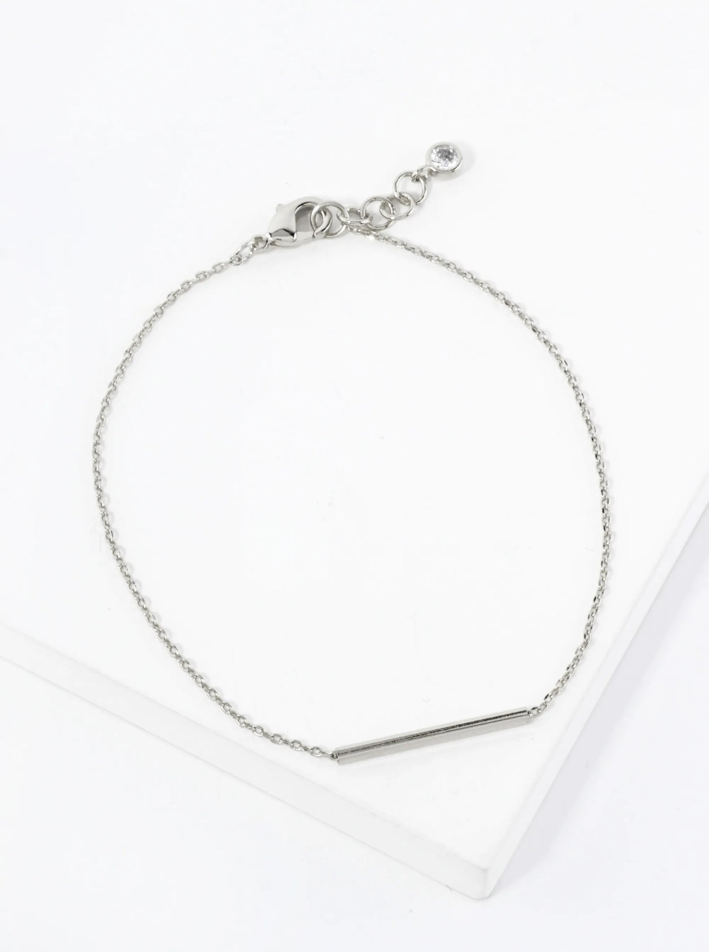 Minimalist Polished Brass Horizontal Bar Accents 18K-Gold-Dipped Chain Bracelet