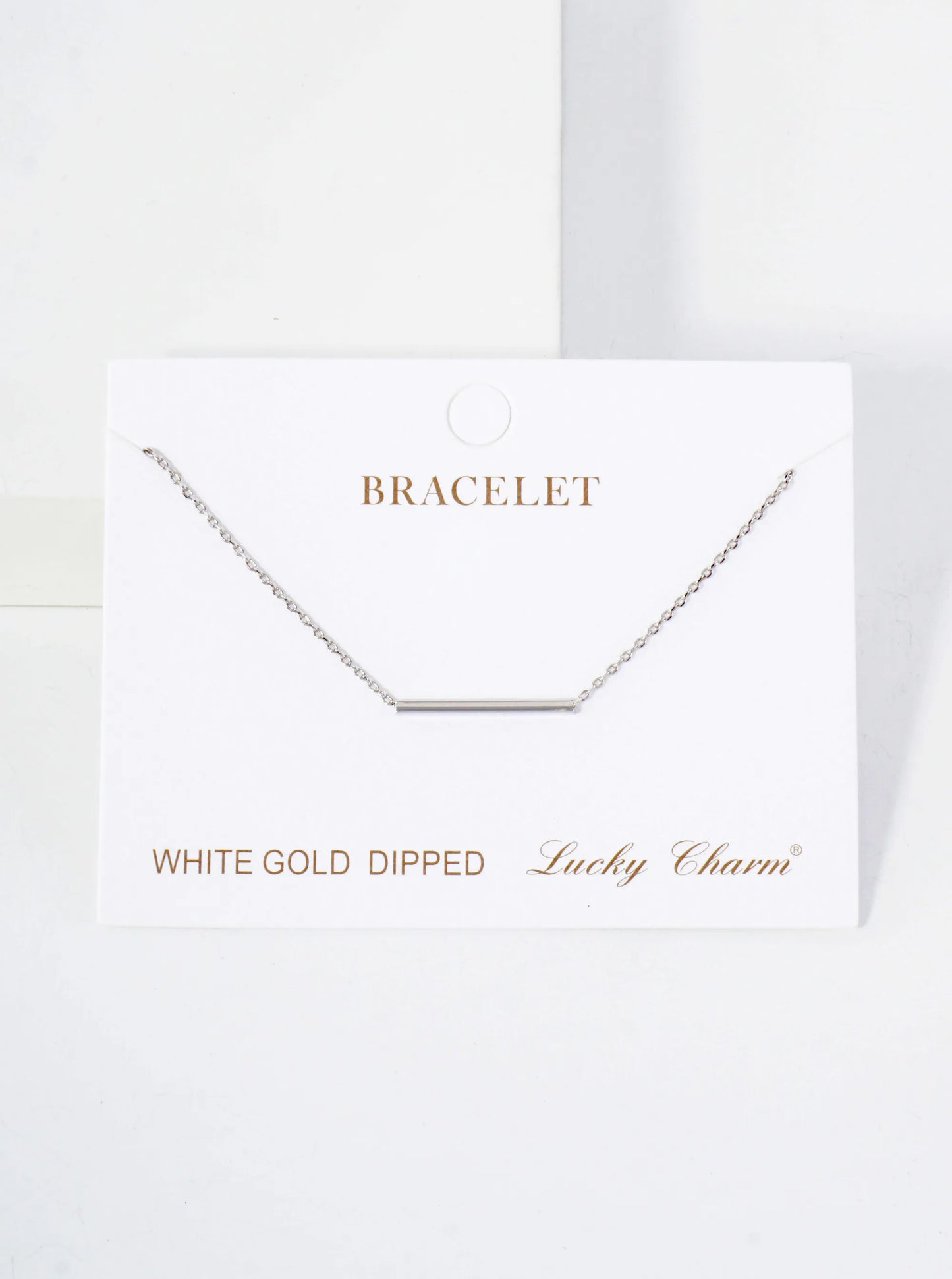 Minimalist Polished Brass Horizontal Bar Accents 18K-Gold-Dipped Chain Bracelet