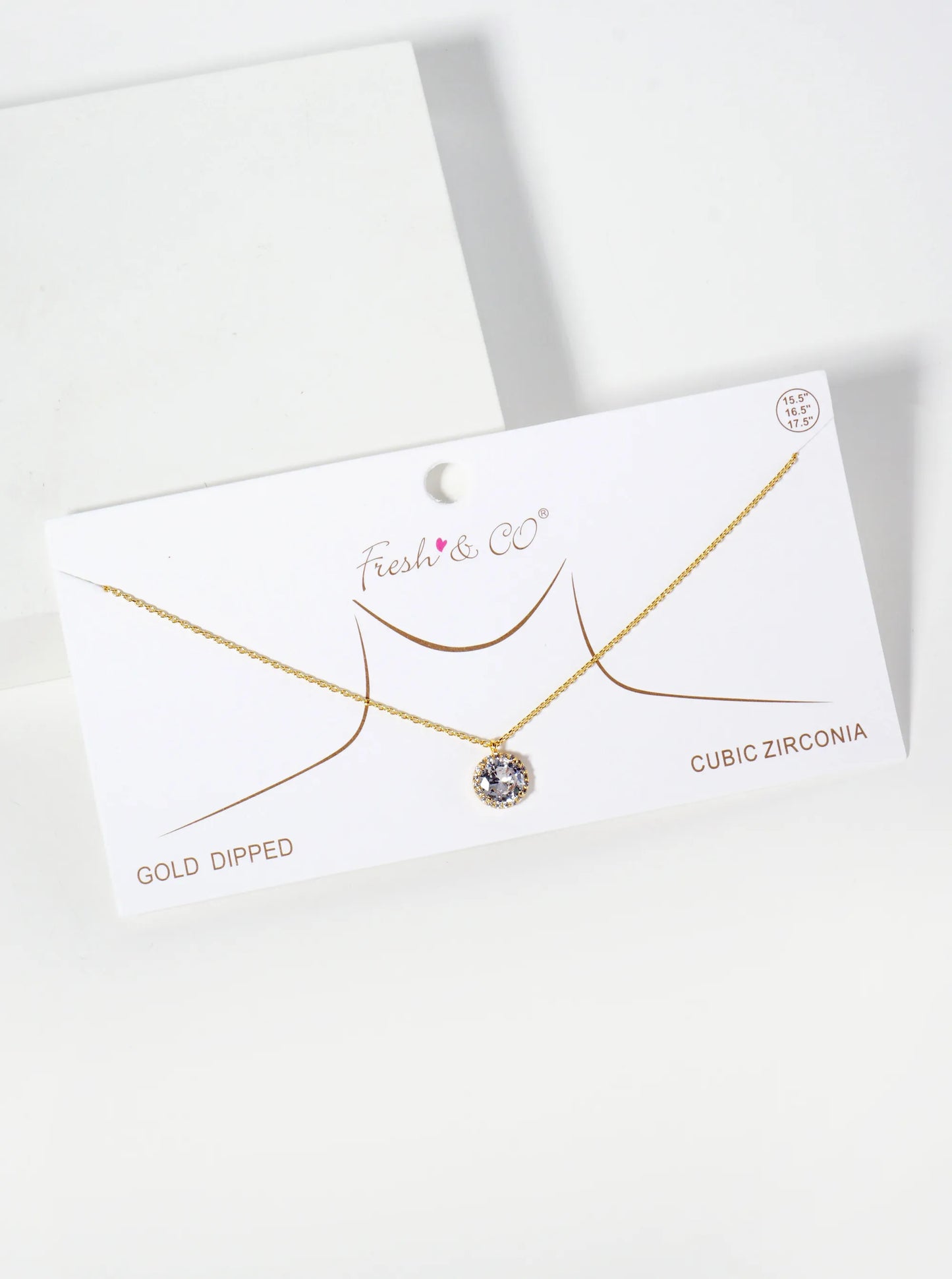 Minimalist Round 4-Prong Cubic-Zirconia Stone Pendant 18K-Gold-Dipped Necklace